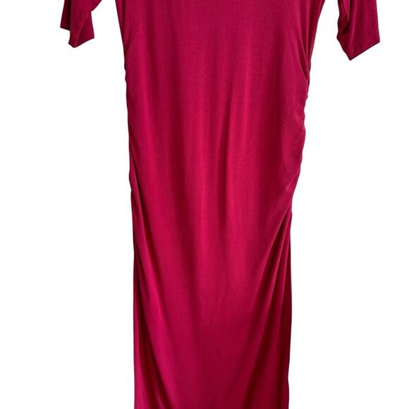 Seraphine Burgundy Maternity 1/2 Sleeve Shift Dress - Picture 4 of 8